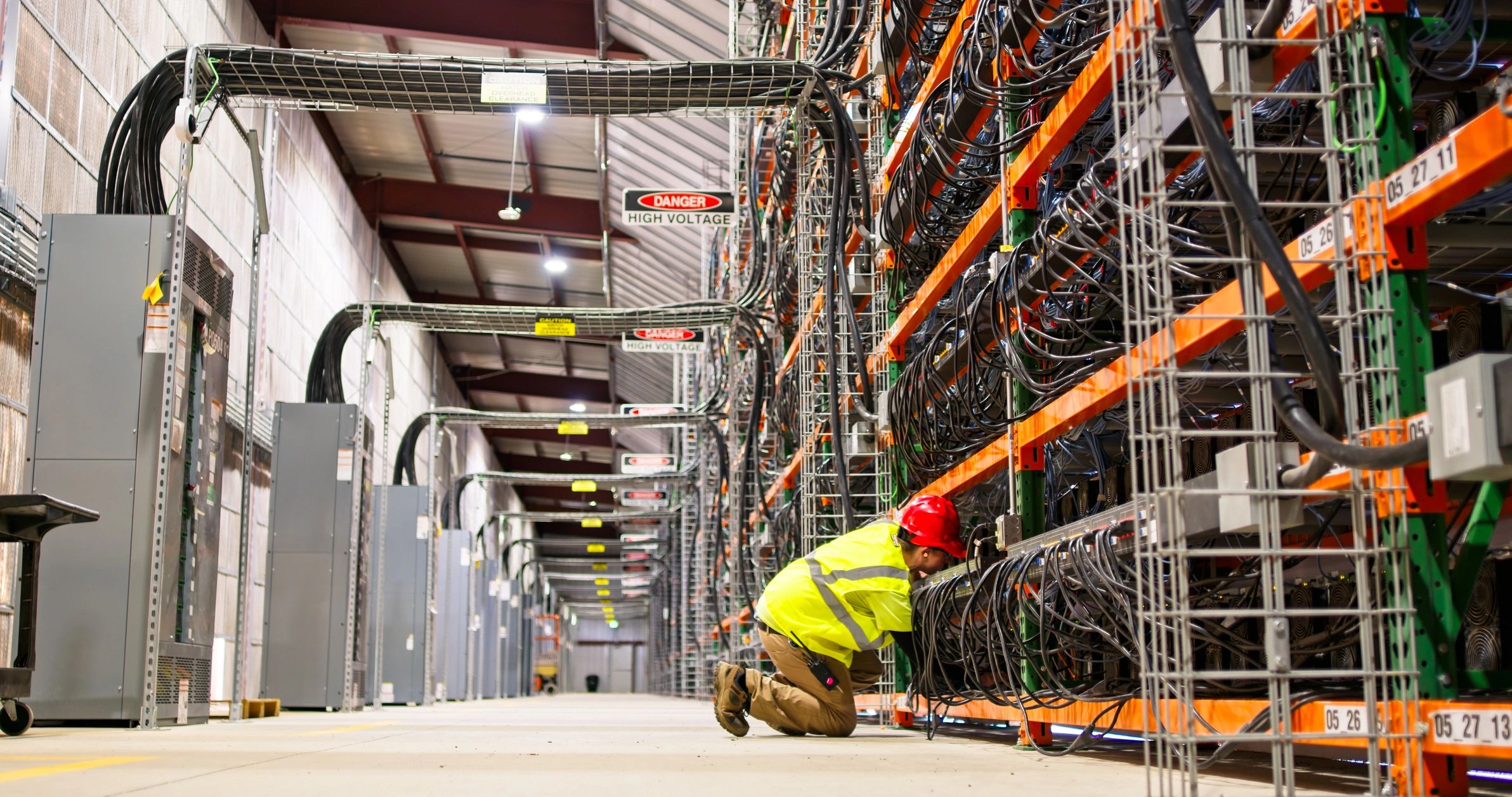 IT infrastructure technician working in a data center